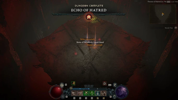 A screenshot of loot that drops from defeating the Echo of Lilith