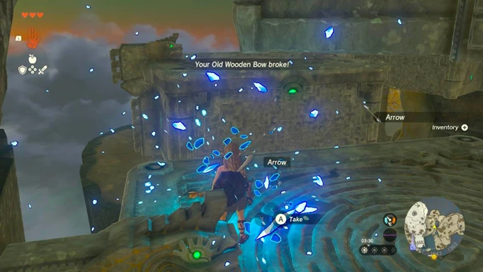 A weapon breaking in Zelda: Tears of the Kingdom