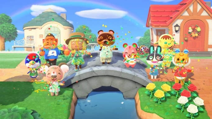 Animal Crossing New Horizons Villagers on bridge