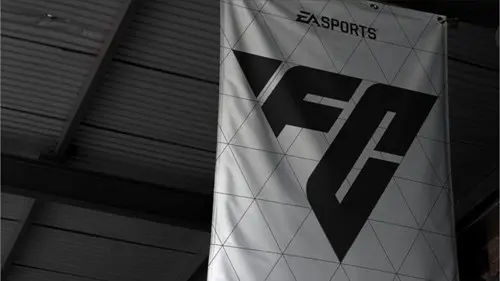 A flag featuring the EA Sports FC logo.