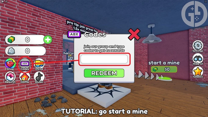 Image showing you how to redeem Prove Dad Wrong By Selling Rocks Tycoon codes