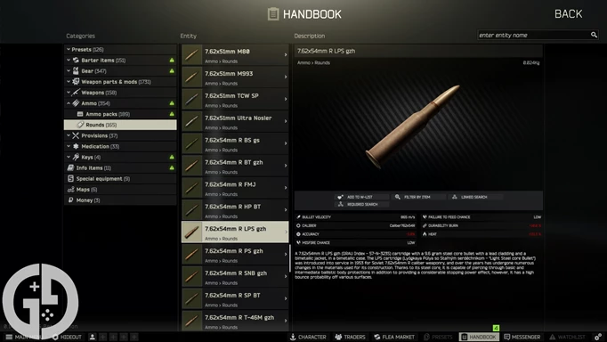Image of 7.62x54mm R LPS ammo in Escape from Tarkov