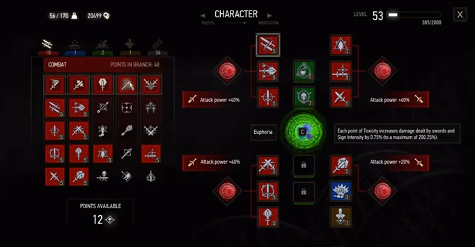 The Witcher 3 Death March Build: Abilities