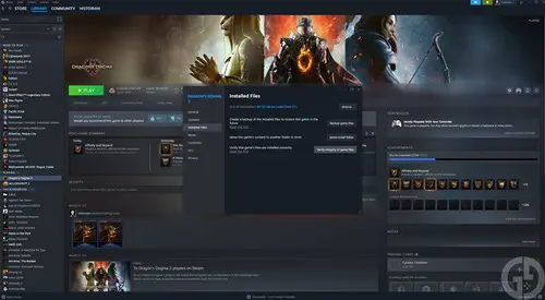 the Verify integrity of games files option on Steam