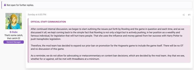 Hogwarts Legacy Banned Resetera