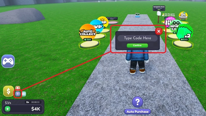 Image showing how to redeem Bounce House Tycoon codes