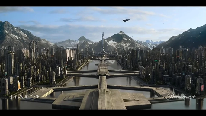 A Halo TV Series screenshot showing a city.