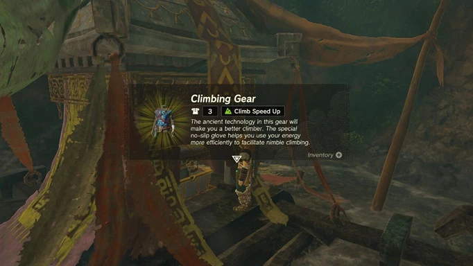 A description of the Climbing Gear garment in The Legend of Zelda: Tears of the Kingdom