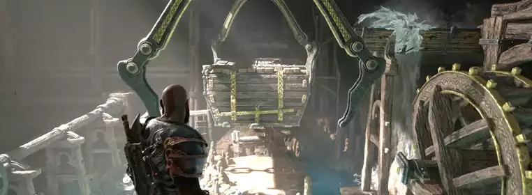Complete the mine puzzle in God of War Ragnarok with the Leviathan axe