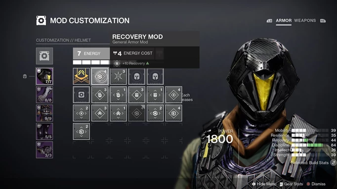 Destiny 2 Build Crafting: the new helmet mods being slotted