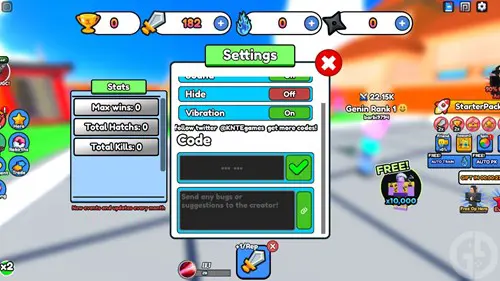 The code redemption screen in Anime Energy Clash Simulator