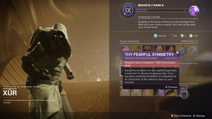 Destiny 2 They Fearful Symmetry can be bought from Xur.