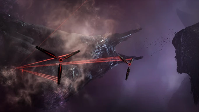 A meteor is barraged with lasers during EVE Online's Capsuleer Day event.