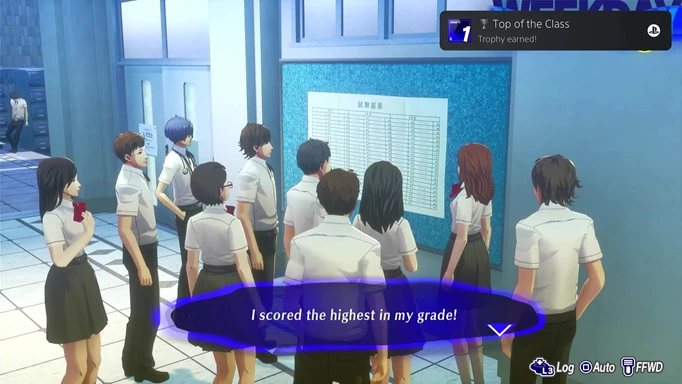 Getting Top of the Class trophy by being able to ace an exam in Persona 3 Reload