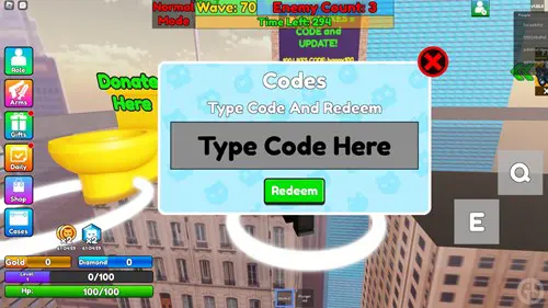 The menu to redeem Bathroom Attack dodes