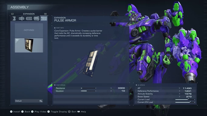 Image of the PULSE ARMOR, which is one of the best Expansions parts in Armored Core 6