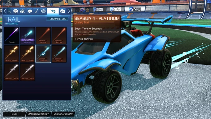 Screenshot of Rocket League ranks rewards