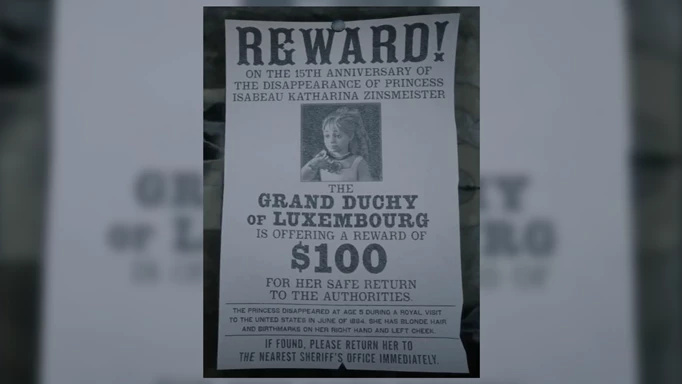 The missing persons poster for Princess IKZ in Red Dead Redemption 2.