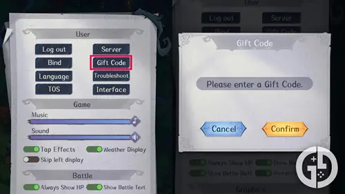 The codes menu in Madtale Idle RPG