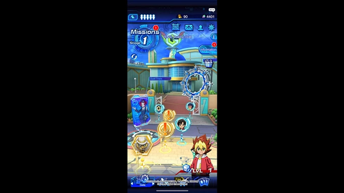 Main menu screen in Yu Gi Oh Duel Links