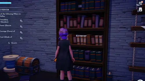 Screenshot showing where to use the Conspicuous Book in Disney Dreamlight Valley