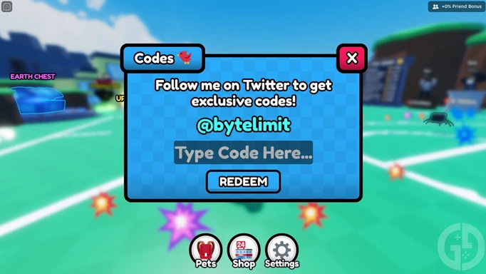 The code redemption screen in Super Dunk for Roblox
