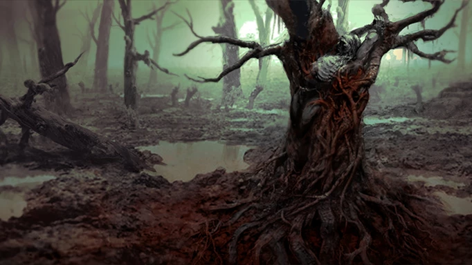 Key art of a rotted tree in Diablo 4