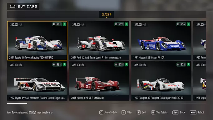 The fastest p-class cars in Forza Motorsport