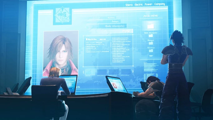 Zack looks at an image of Angeal in Crisis Core