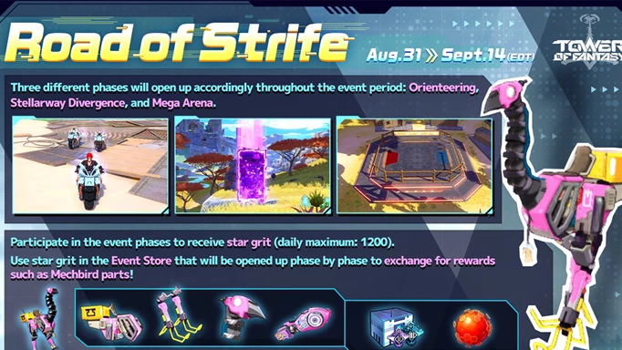 Tower of Fantasy Road of Strife Event Rewards