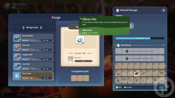 Screenshot of the Silver Ore description in Palia