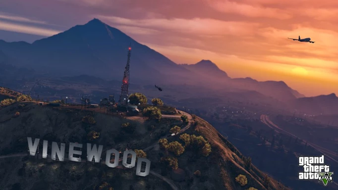 The Vinewood sign in GTA Online