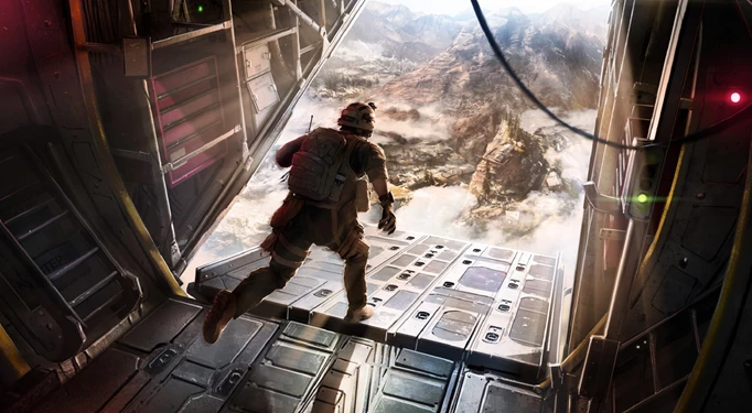In Warzone 2.0 rennt ein Soldat los, um aus einem Flugzeug zu springen.