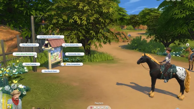 Screenshot of a Community Board in The Sims 4 Horse Ranch