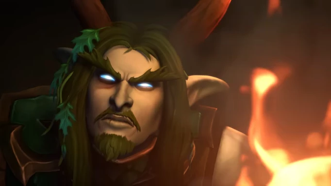 A Druid scowls with rage in World of Warcraft.