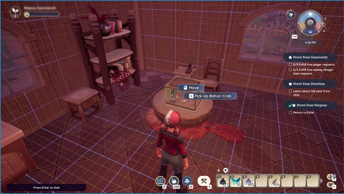 Скриншот из игры Palia, показывающий, как убирать мебель с участка