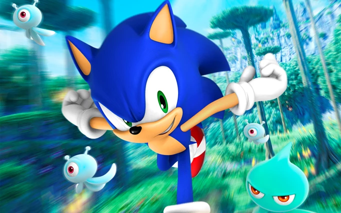 Sonic The Hedehog running through a forest