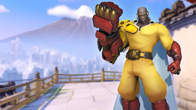 Doomfist from Overwatch 2 in his new One Punch Man Saitama outfit