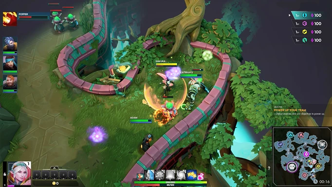 Evercore Heroes screenshot showing the Moxy Treetops map