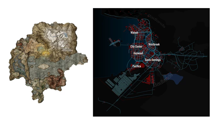 Elden Ring Map Size compared to Cyberpunk 2077