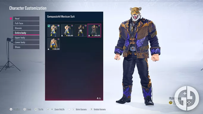 King in the character customisation menu