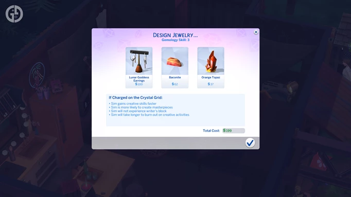 Image of the jewellery design feature in The Sims 4 Crystal Creations