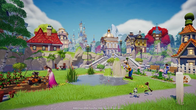 Screenshot showing different characters in Disney Dreamlight Valley