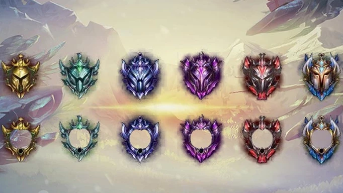 Art showing the nine different ranks in League of Legends