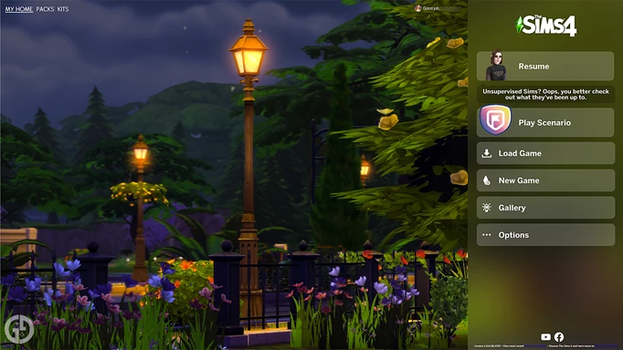 Image of the main menu refresh mod in The Sims 4