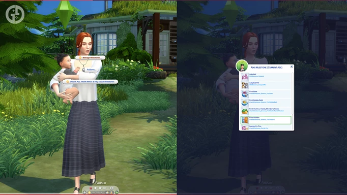 The Milestones mod shown in The Sims 4