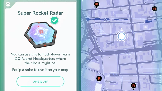 A Super Rocket Radar locating Giovanni in Pokemon GO