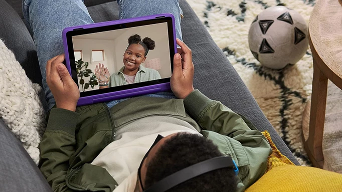 Image of the Amazon Fire 10 Kids Pro Tablet, one of the best tablets for kids to buy in 2023
