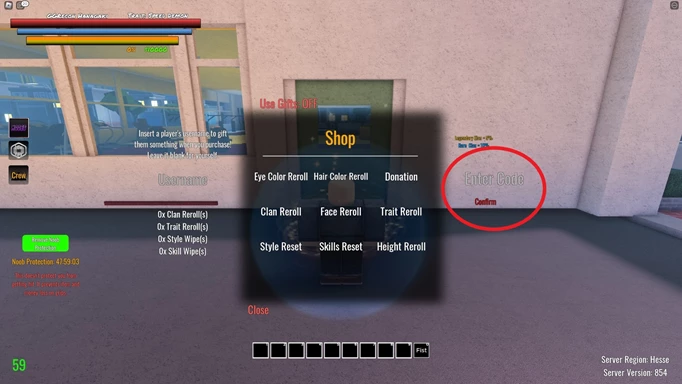 Screenshot showing you how to redeem Roadman Odyssey codes