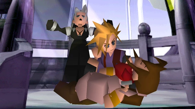 Aerith dies in Cloud's arms in the original Final Fantasy 7 game.